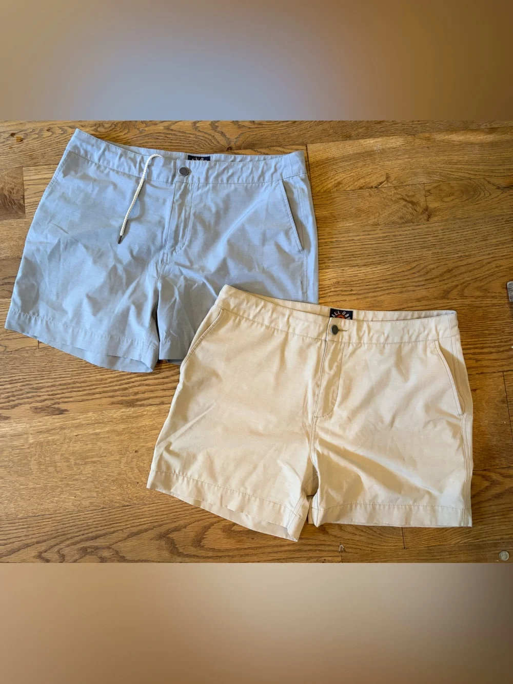 Faherty NEW Mens lot of 2 gray blue khaki all day drawstring casual shorts 35